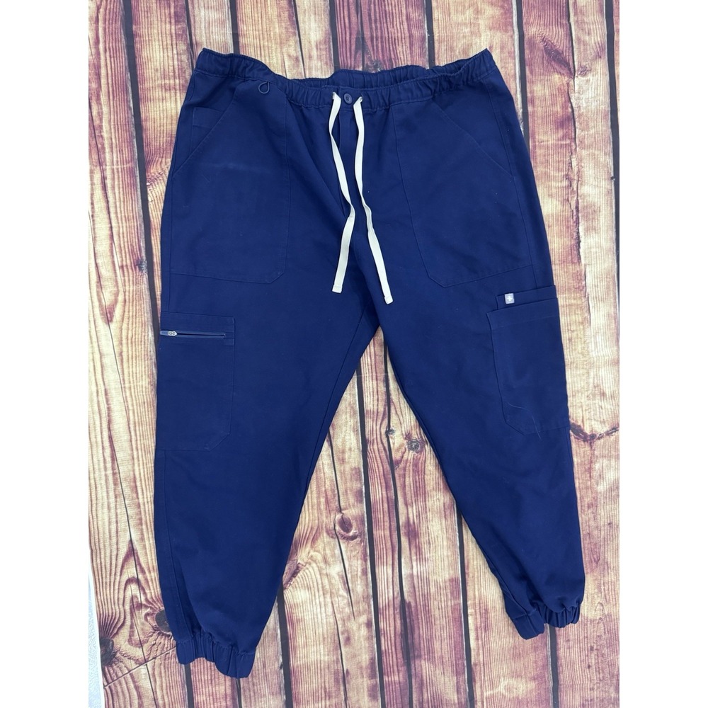 FIGS Technical Collection Scrub Pants XXL Blue Solid Woven Jogger Drawstring